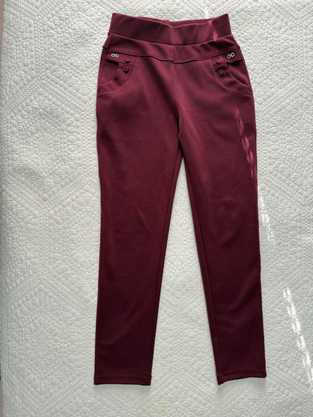 Burgandy Pencil Pants Women High Waist Size S